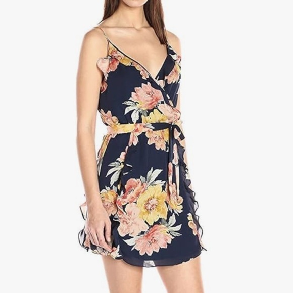 JOIE Women's XS Silk Navy Bold Floral Print Spaghetti Strap Mini Dress Romantic - Picture 1 of 10